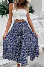 Load image into Gallery viewer, Blue Ditsy Floral Slit High Waist Skirt
