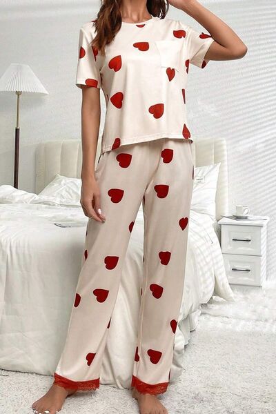 Pocketed Round Neck Top and Drawstring Bottoms Lounge Set