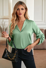 Load image into Gallery viewer, Roll-Tab Sleeve Collared Neck Blouse
