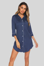 Load image into Gallery viewer, Button Up Collared Neck Nightgown with Pocket
