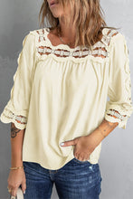 Load image into Gallery viewer, Crochet Openwork Three-Quarter Sleeve Blouse
