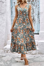 Load image into Gallery viewer, Floral V-Neck Tiered Sleeveless Dress
