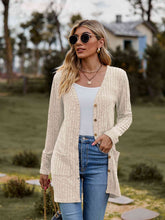 Load image into Gallery viewer, Ribbed Button-Up Cardigan with Pockets
