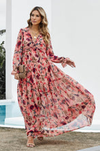 Load image into Gallery viewer, Floral Frill Trim Flounce Sleeve Maxi Dress
