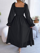 Load image into Gallery viewer, Smocked Square Neck Flounce Sleeve Dress

