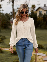 Load image into Gallery viewer, Round Neck Button-Down Long Sleeve Top
