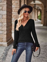 Load image into Gallery viewer, Half-Zip V-Neck Long Sleeve Top
