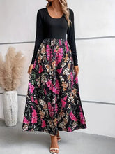 Load image into Gallery viewer, Floral Round Neck Long Sleeve Maxi Dress
