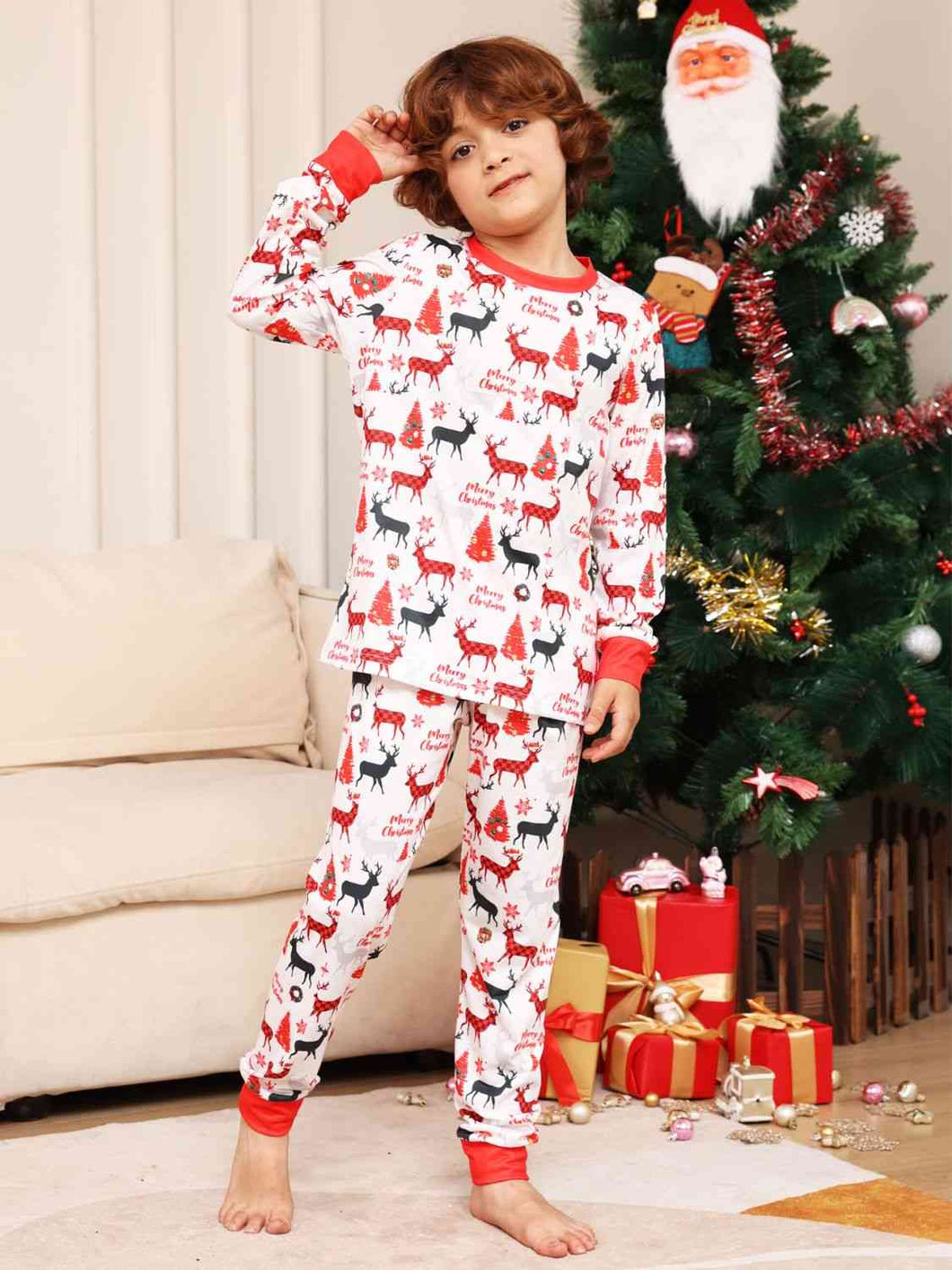 Child's Reindeer Print Top and Pants Set