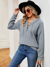 Load image into Gallery viewer, Lace-Up Long Sleeve Hoodie

