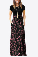 Load image into Gallery viewer, Printed Round Neck Short Sleeve Dress with Pockets
