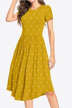 Load image into Gallery viewer, Polka Dot Print Round Neck Short Sleeve Dress with Pockets
