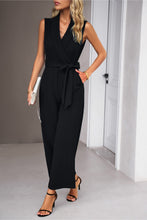 Load image into Gallery viewer, Tie Waist Shawl Collar Jumpsuit
