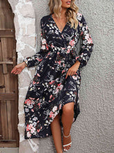 Load image into Gallery viewer, Floral Long Sleeve Surplice Neck Dress

