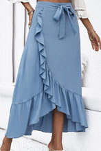 Load image into Gallery viewer, Blue Ruffle Trim Tied Skirt
