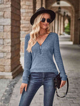 Load image into Gallery viewer, Half-Zip V-Neck Long Sleeve Top
