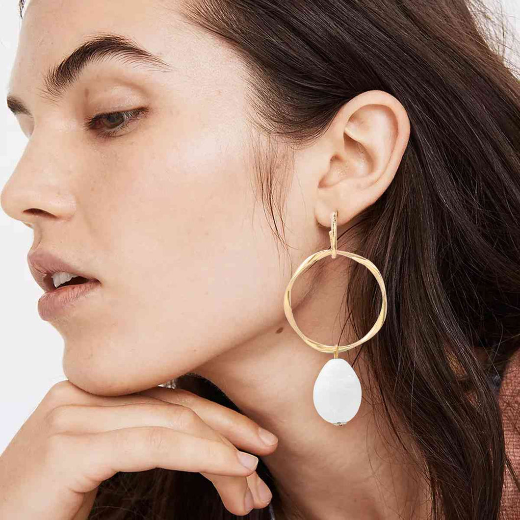 Rhinestone Hoop Drop Earrings