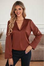 Load image into Gallery viewer, Roll-Tab Sleeve Collared Neck Blouse
