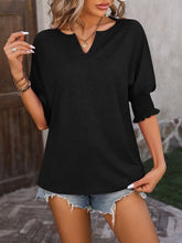 Load image into Gallery viewer, Heathered Notched Lantern Sleeve Blouse
