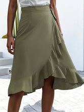 Load image into Gallery viewer, Moss Green Tied Ruffled Skirt
