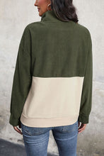 Load image into Gallery viewer, Ribbed Color Block Half Button Sweatshirt
