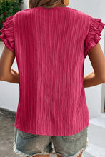 Load image into Gallery viewer, Textured Tie Neck Butterfly Sleeve Blouse
