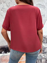 Load image into Gallery viewer, Plus Size V-Neck Short Sleeve Blouse with Zipper
