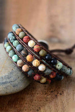 Load image into Gallery viewer, Handmade Triple Layer Beaded Agate Bracelet
