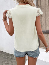 Load image into Gallery viewer, Tie Neck Buttoned Cap Sleeve Blouse
