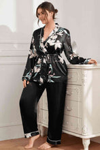 Load image into Gallery viewer, Plus Size Floral Belted Robe and Pants Pajama Set
