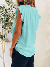 Load image into Gallery viewer, Ruffled Notched Cap Sleeve Top
