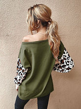 Load image into Gallery viewer, Leopard Round Neck Dropped Shoulder Sweater
