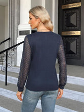 Load image into Gallery viewer, Waffle-Knit Round Neck Long Sleeve Blouse
