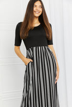 Load image into Gallery viewer, Black &amp; White Striped Maxi Dress S-3XL
