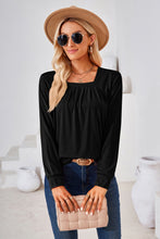 Load image into Gallery viewer, Square Neck Ruched Long Sleeve Blouse
