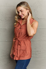 Load image into Gallery viewer, Brick Red Sleeveless Collared Button Down Top
