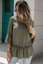 Load image into Gallery viewer, Frill Trim Round Neck Blouse
