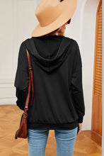 Load image into Gallery viewer, Drawstring Quarter Snap Dropped Shoulder Hoodie
