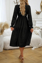 Load image into Gallery viewer, Round Neck Velvet Smocked Flounce Sleeve Dress
