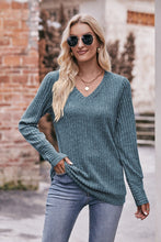Load image into Gallery viewer, Double Take V-Neck Long Sleeve Ribbed Top
