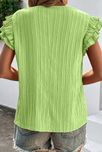 Load image into Gallery viewer, Textured Tie Neck Butterfly Sleeve Blouse
