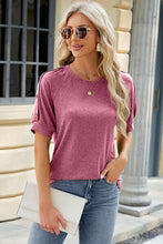 Load image into Gallery viewer, Round Neck Buttoned Short Sleeve Top

