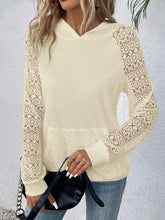 Load image into Gallery viewer, Waffle-Knit Lace Kangaroo Pocket Hoodie
