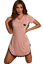 Load image into Gallery viewer, Heart Graphic Lace Trim Nightgown
