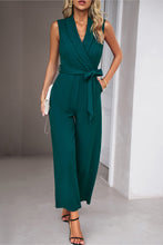 Load image into Gallery viewer, Tie Waist Shawl Collar Jumpsuit
