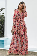 Load image into Gallery viewer, Floral Frill Trim Flounce Sleeve Maxi Dress
