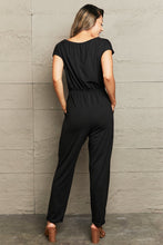 Load image into Gallery viewer, Boat Neck Short Sleeve Jumpsuit with Pockets
