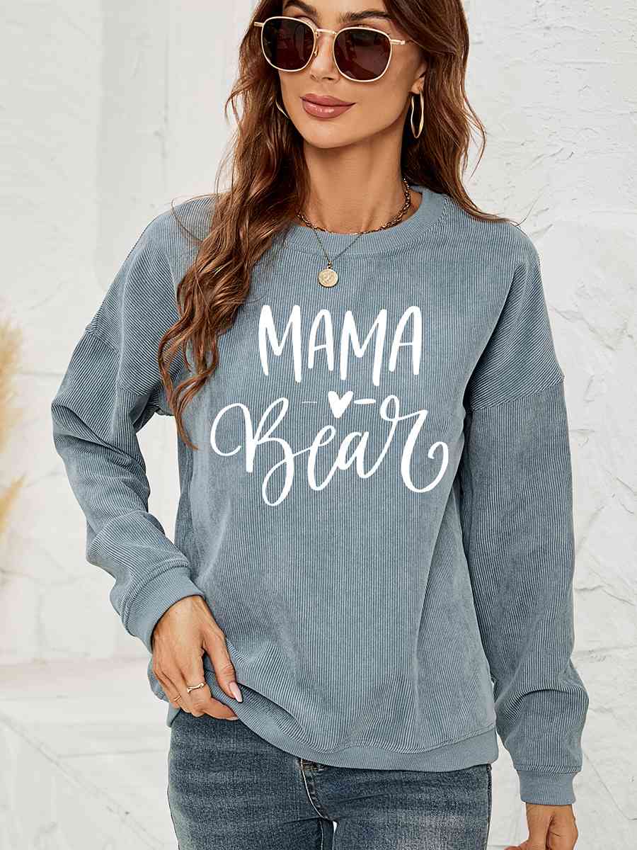 Mama Bear Graphic Round Neck Sweatshirt