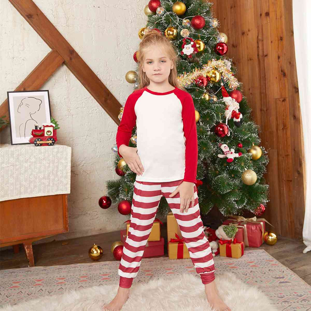 Child's Raglan Sleeve Top and Striped Pants Set
