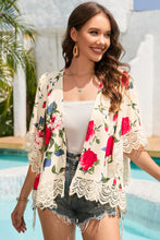 Load image into Gallery viewer, Floral Print Flounce Sleeve Cardigan
